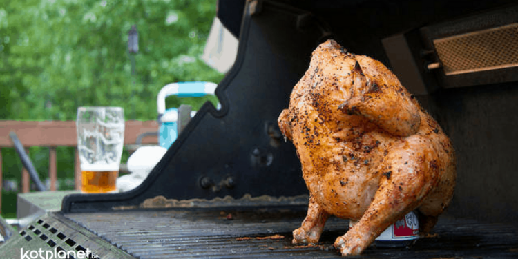 Poulet à la bière, assis sur sa cannette !