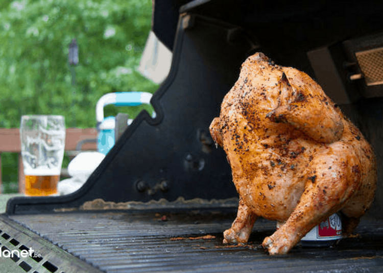 Poulet à la bière, assis sur sa cannette !