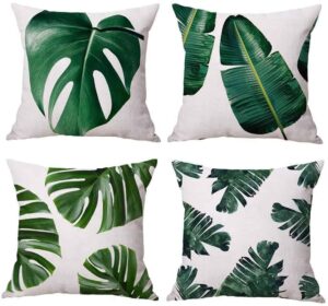 Housse de coussin motif tropical jardin