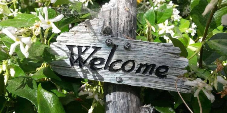 panneau bois welcome accessoires jardin
