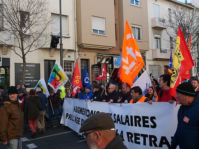 Manifestation à Perpignan contre le projet de réforme des retraites le 31 janvier 2023.