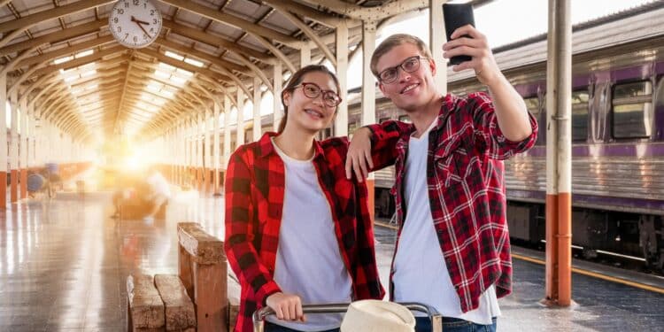 pexels-veerasak piyawatanakul- femme et homme prenant un selfie - Comment voyager à petit prix quand on est étudiant ? .jpg